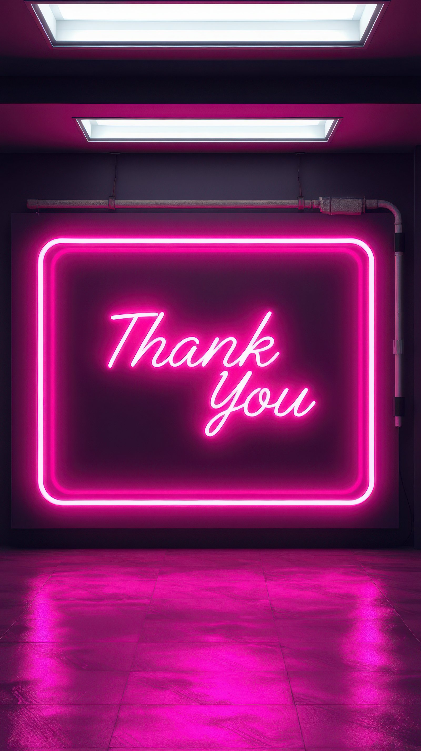 Neon sign illuminates a warm message in a modern indoor space, inviting appreciation at nighttime